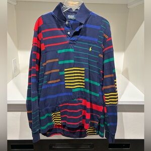 Men’s Polo by Ralph Lauren Patchwork Long-Sleeve Pullover Shirt